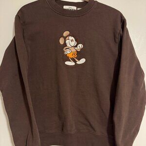 Vintage Brown Mickey Mouse Crew Neck Sweatshirt